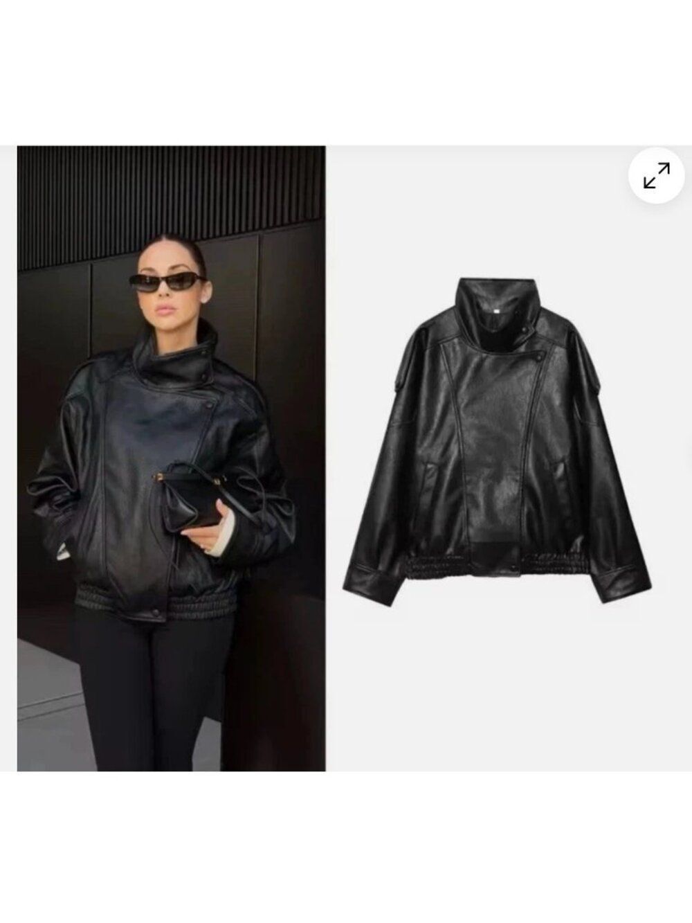 Zara AW 2025 VIRAL Black Faux Leather Jacket Biker S Small 4391/872 NWT